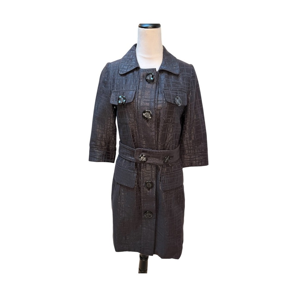 Vertigo Paris Womens  Coat Black Metallic Lurex Size Small 3/4 Sleeve‎